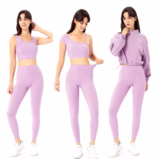 Hot Fashion2/3PCS Abbigliamento fitness Abbigliamento Ropa De Yoga super morbido per donna, reggiseno sportivo elegante + leggings da allenamento a vita alta Abbigliamento da palestra per esercizi a casa